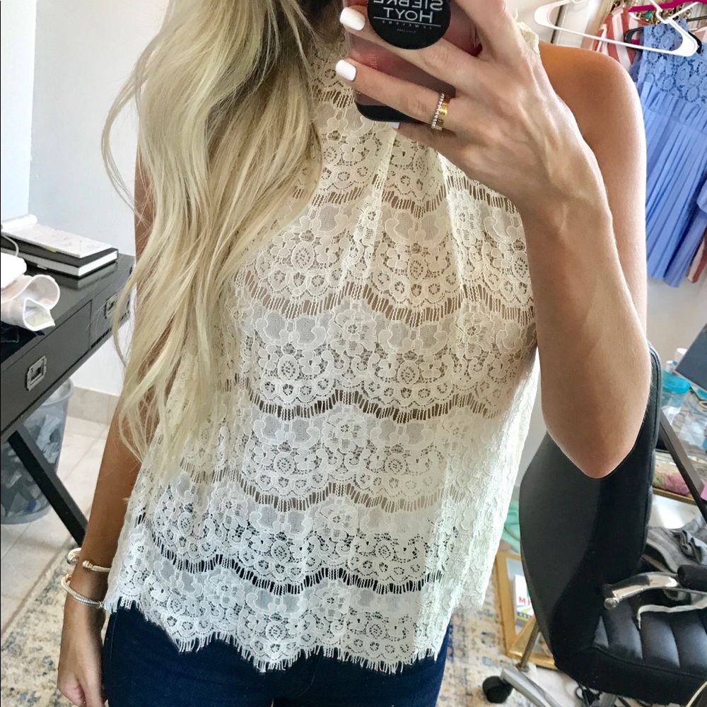 Lace top with nude lining